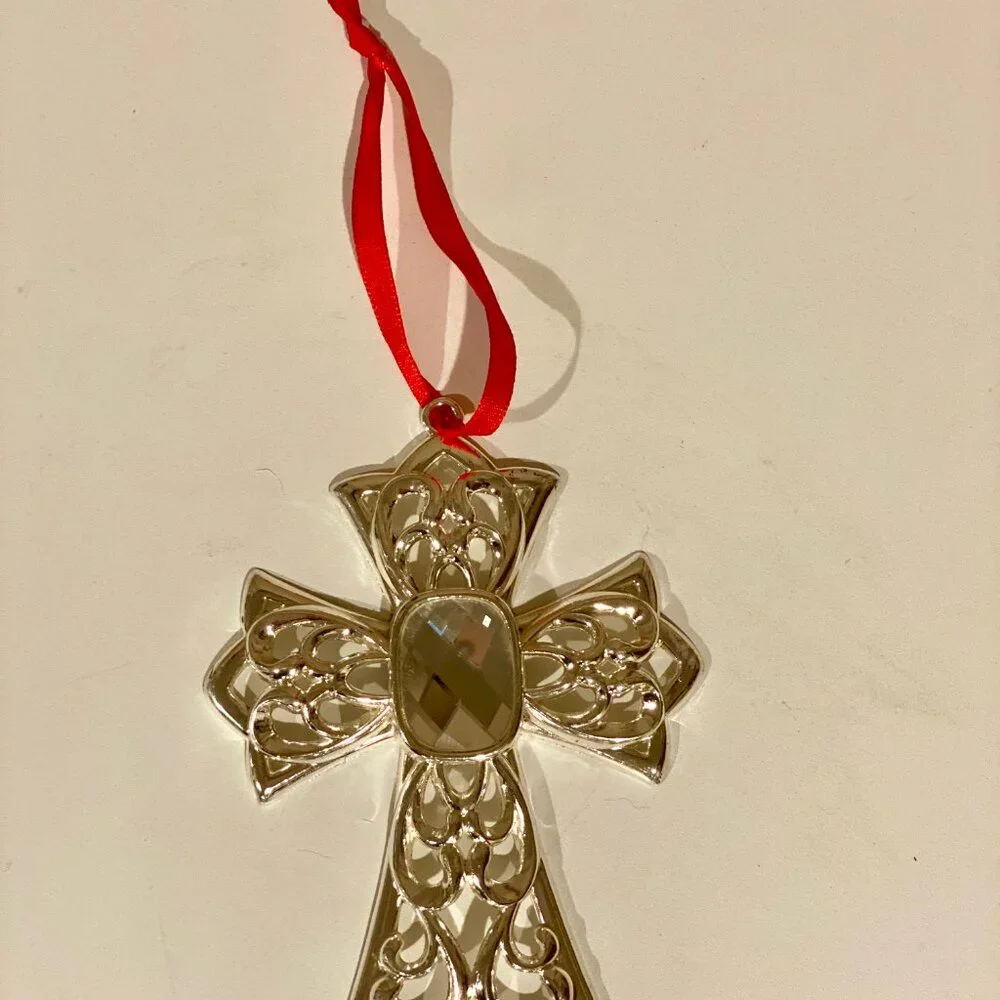 Lenox Silver Cross Christmas Ornament‎ 4.5